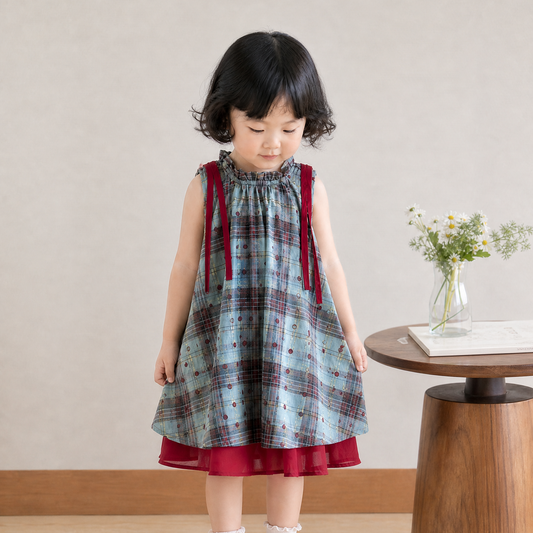 売れ筋人気｜チェック柄リボンワンピース 女の子 子供服 親子リンクコーデ対応