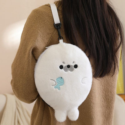 大ヒット可愛いアザラシふわふわショルダーバッグ
