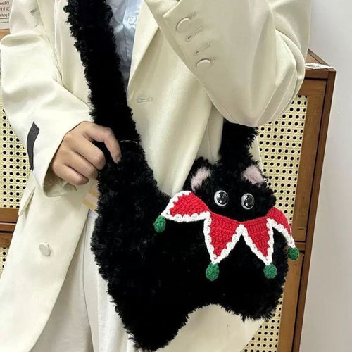 ねこクリスマスショルダーバッグ｜ぬいぐるみ風デザイン