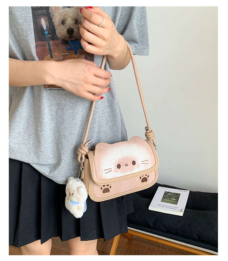 ねこトーストデザイン ミニバッグ猫グッズ｜手提げ＆斜めがけ対応 小さめショルダー