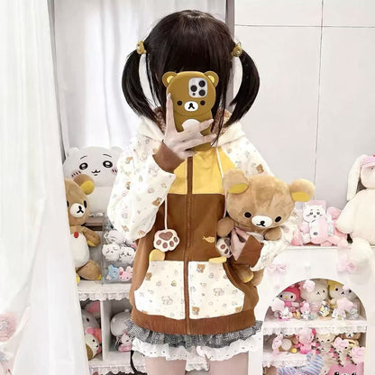 大人可愛い熊耳パーカーゆったり春秋アウター