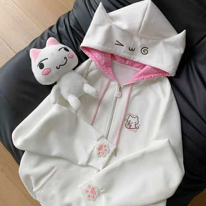 【大人可愛い】猫耳フード付地雷系サブカル薄手パーカー