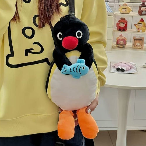 ペンギン＆フィッシュぬいぐるみリュック｜抱っこデザインが可愛い