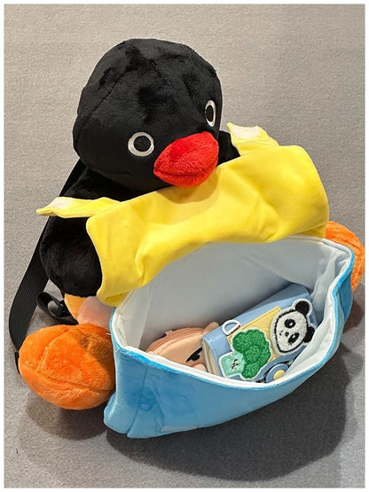【一緒にお出かけ】ピングーのぬいぐるみトラベルリュック