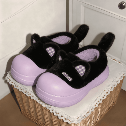 【あざと可愛い♡】猫耳もこもこ厚底サンダル｜外履きOK！