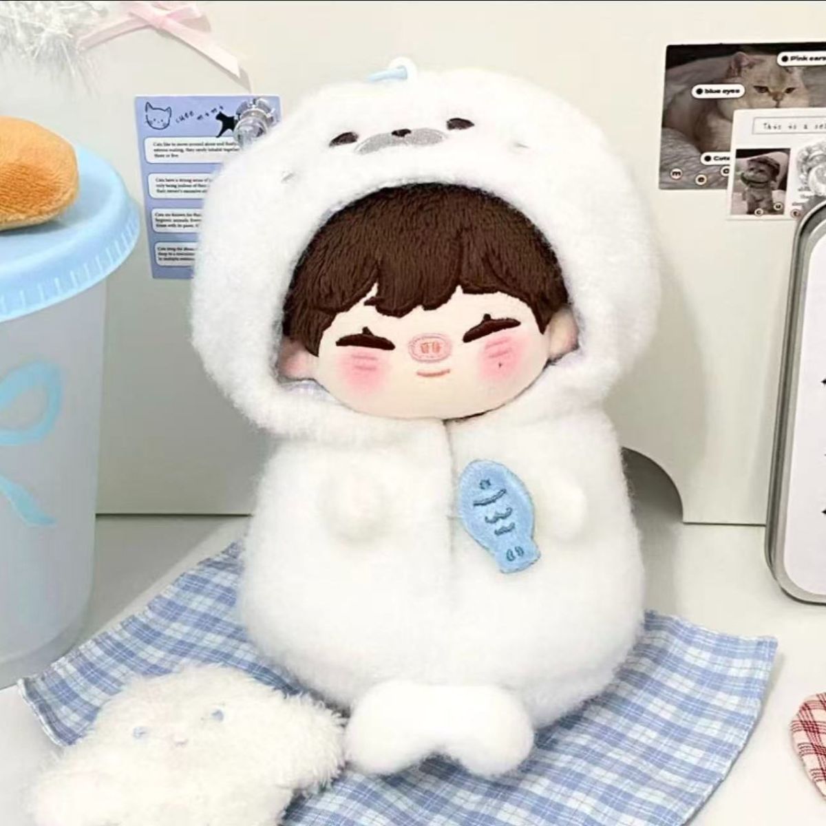 【♡様】 アザラシちゃん ＆ しろねこちゃんの着ぐるみコスチューム ぬい服 10cmぬい服アザラシ着ぐるみポンチョ！超絶カワイイ誕生日ギフトや自分