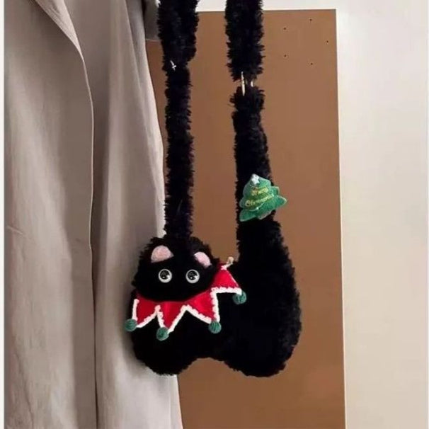 ねこクリスマスショルダーバッグ｜ぬいぐるみ風デザイン