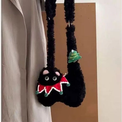 ねこクリスマスショルダーバッグ｜ぬいぐるみ風デザイン
