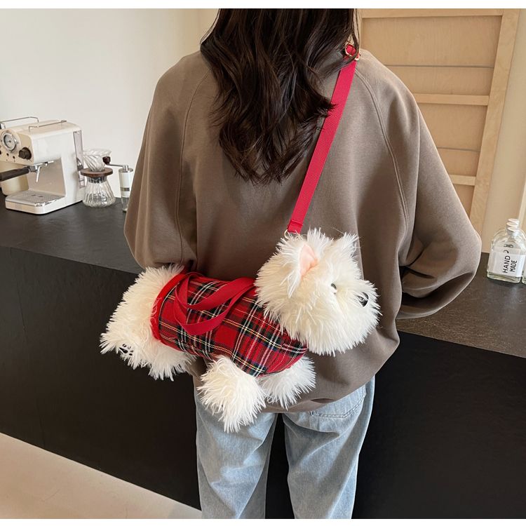 犬 バッグ 西高地 ぬいぐるみ 可愛い レディース ショルダー 学生 通学