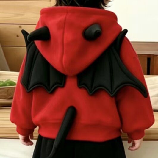 宝宝秋季小恶魔套装立体翅膀尾巴卫衣男女童尖角裤子两件套加绒