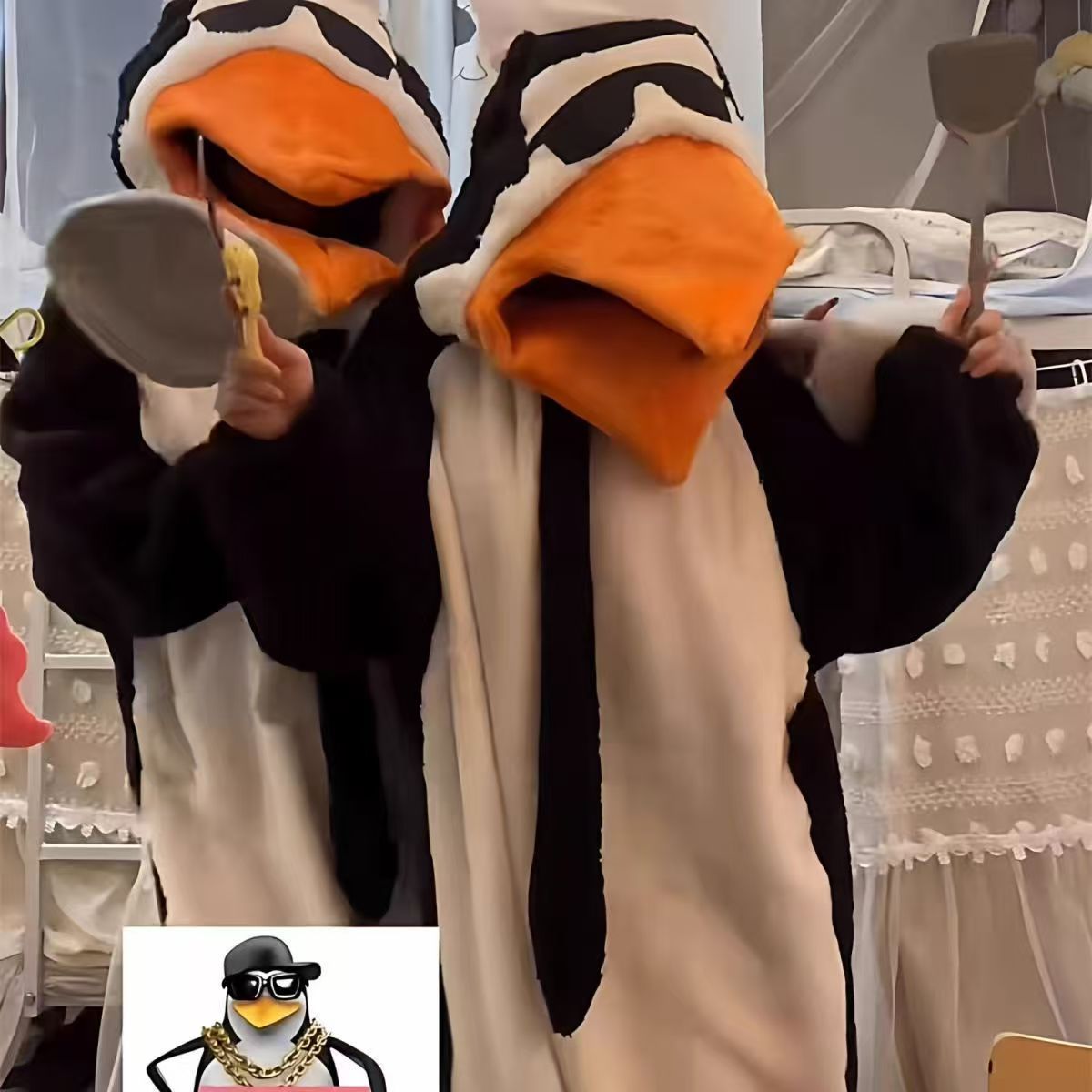 おもしろペンギン着ぐるみもこもこパジャマ連体服ルームウェア