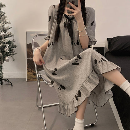 【大人可愛い】パッド付きリボン姫系ルームワンピースパジャマ