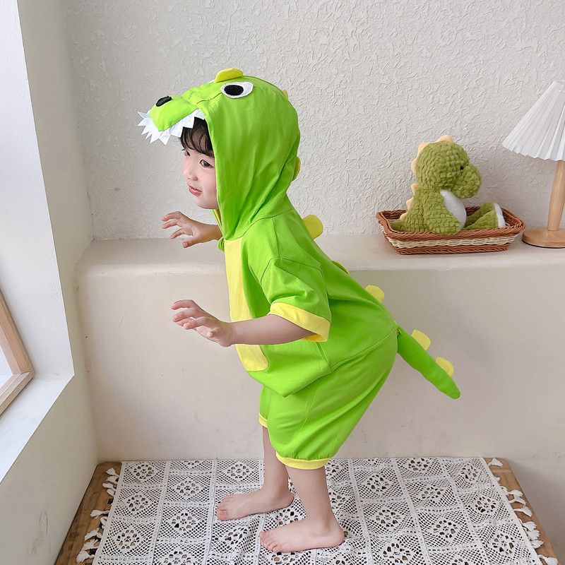 【かわいい】恐竜アニマルキッズロンパース夏用ルームウェア