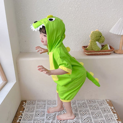 【かわいい】恐竜アニマルキッズロンパース夏用ルームウェア
