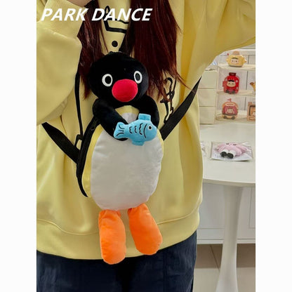 ペンギン＆フィッシュぬいぐるみリュック｜抱っこデザインが可愛い