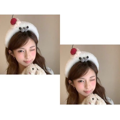 【SNS映え】ゆるかわクリームアザラシ洗顔カチューシャ｜小顔効果バツグンの面白ヘアバンド