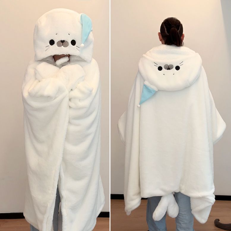 アザラシ ブランケット 着ぐるみ ふわもこ 保暖 レディース マント