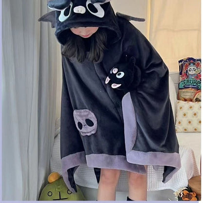 コウモリ着ぐるみブランケット｜ふわもこ連帽ルームウェアマント