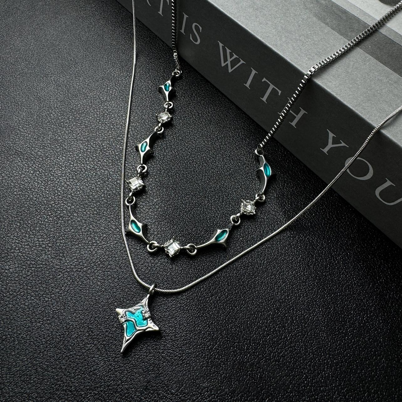 高見えする輝き!青い星のジルコニアネックレス|金属アレルギー対応 高見えする輝き!青い星のジルコニアネックレス|金属アレルギー対応