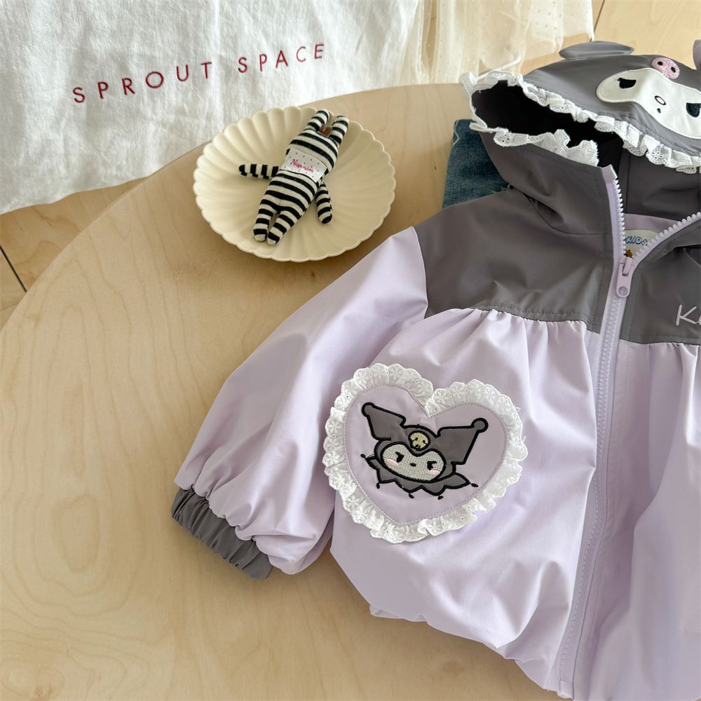 Stylish Kuromi-Style Girls' Hoodie Cardigan for Spring and Autumn - Thin