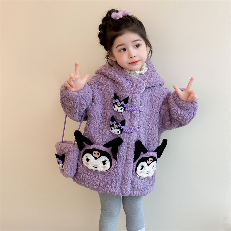 クロミデザインの女の子向けもこもこ羊羔毛アウター