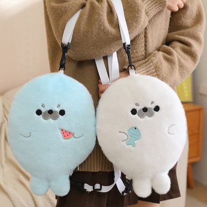 大ヒット可愛いアザラシふわふわショルダーバッグ