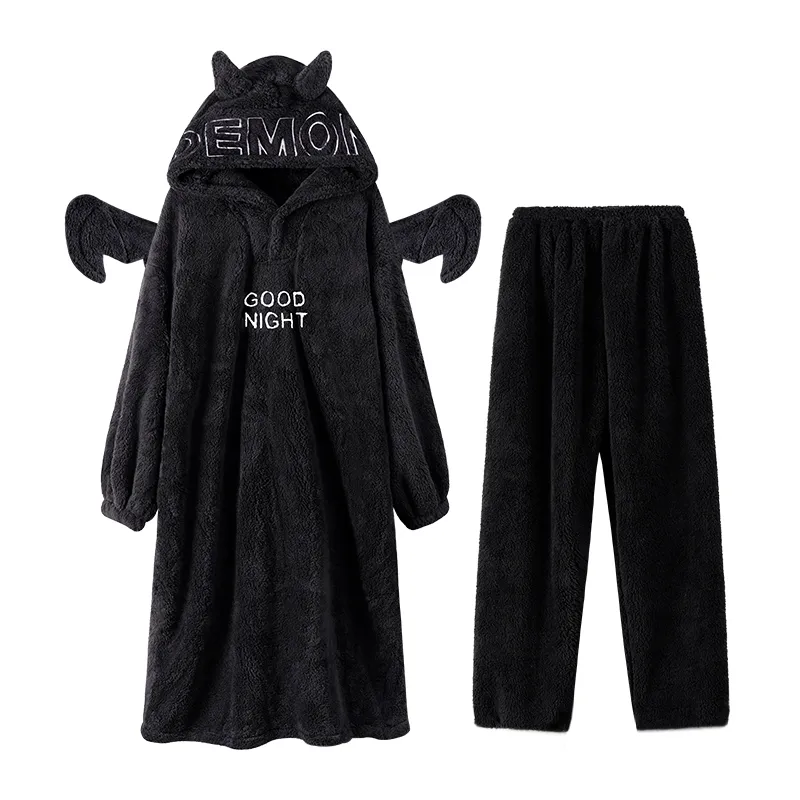 Angel fluffy hooded gown, warm loungewear/pajamas 