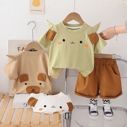 お洒落可愛い！クマさん柄夏用上下セットアップ