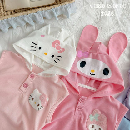 【立体耳】クロミマイメロディシナモロール可愛いキッズ夏用通気性抜群セットアップ