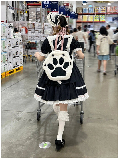 肉球デザインのふわもこ猫グッズリュック｜大容量で可愛い通学バッグ