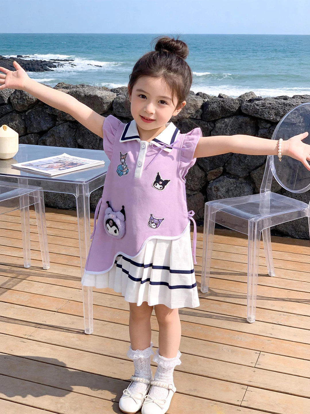クロミちゃん風ポロ襟ワンピース子供服