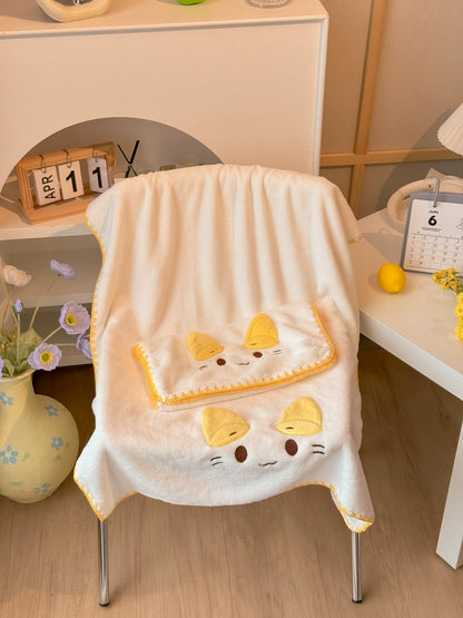 厚手吸水速乾ネコ耳フード付きバスタオル巻きタオルとフェイスタオル3点セット