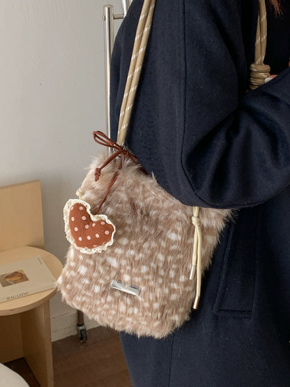 Cute and fluffy smartphone shoulder bag