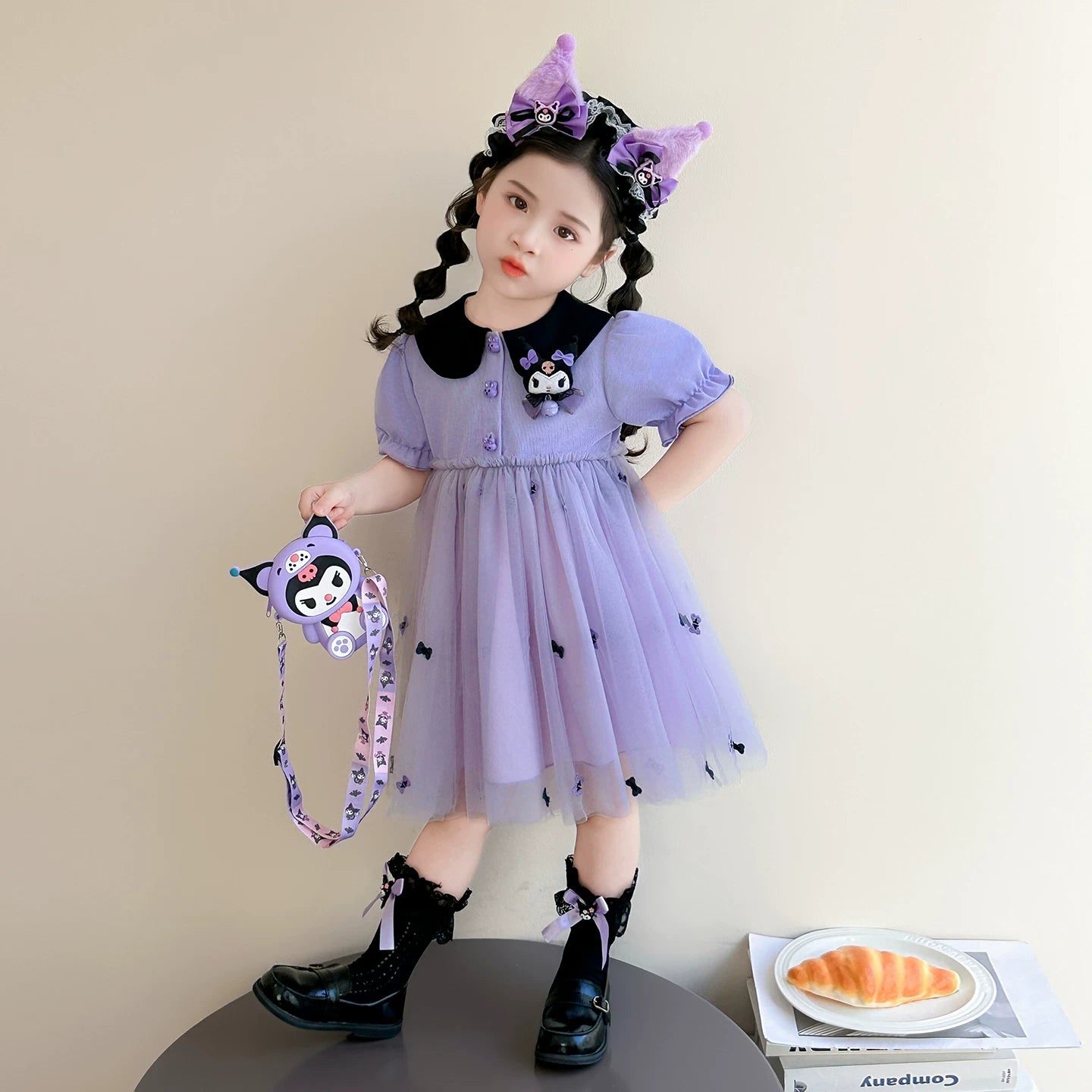 【お姫様】クロミ風ふんわりチュール子供用ワンピース誕生日ドレス
