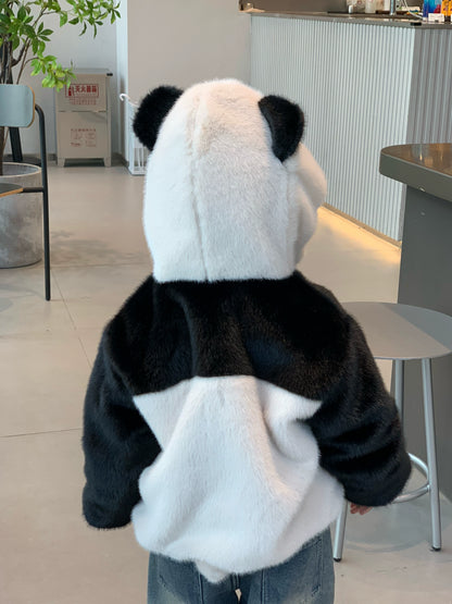 【パンダになっちゃおう】もこもこ裏起毛の厚手ベビー・キッズアウター