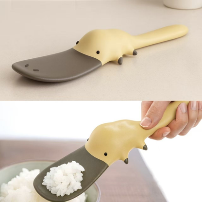 カモノハシ型ノンスティックしゃもじ自立式耐熱かわいいデザイン調理便利グッズキッチンギフト