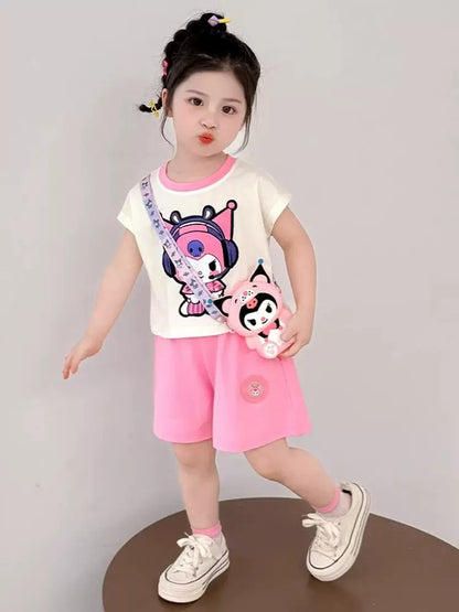 女の子用セット ライトアップクロミウェア点灯キッズ女の子半袖ショートパンツ2点セット