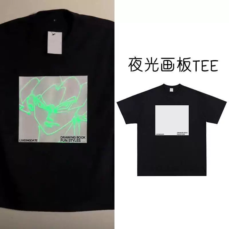 面白蓄光お絵描きTシャツ半袖綿面白