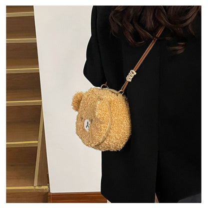 Bear mini shoulder bag | Cute and fluffy round bag