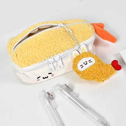 激可愛エビフライサーモンぬいぐるみペンケース大容量ポーチ小物入れ