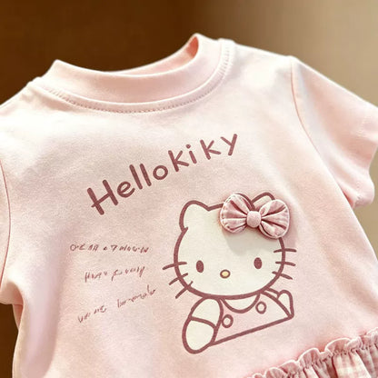 【大人可愛い】フリル袖女児コットン半袖Tシャツ