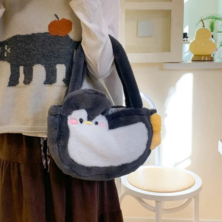 ぬいぐるみペンギンバッグ｜寝袋風デザインのトートバッグ