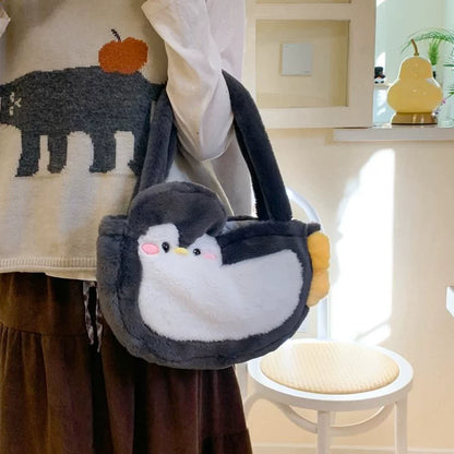 ぬいぐるみペンギンバッグ｜寝袋風デザインのトートバッグ