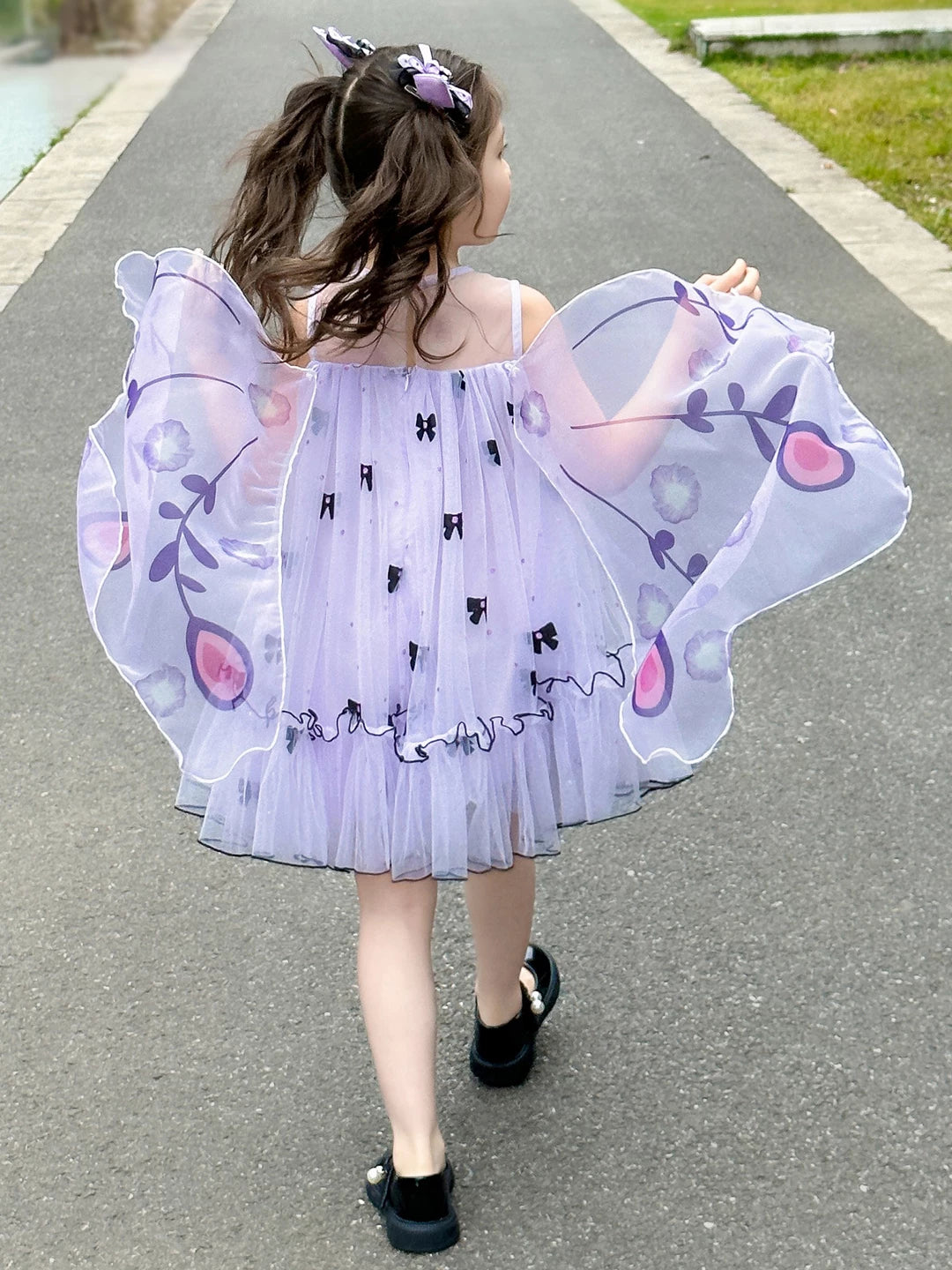 クロミ羽付きチュールワンピースプリンセスドレス