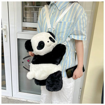 Fluffy Panda Bag | 2-way shoulder bag for students 