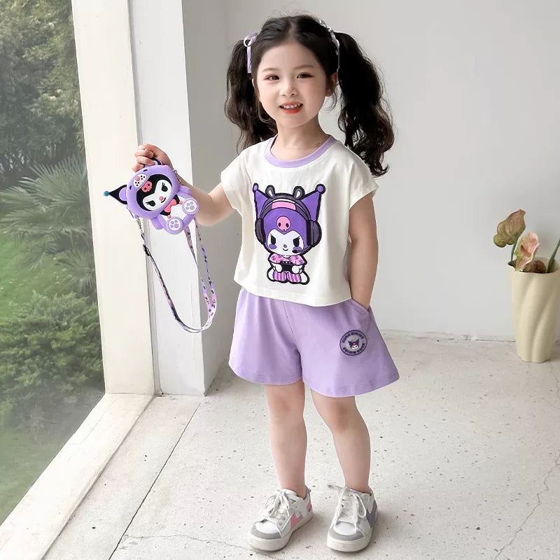 女の子用セット ライトアップクロミウェア点灯キッズ女の子半袖ショートパンツ2点セット
