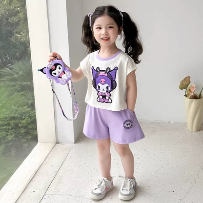 女の子用セット ライトアップクロミウェア点灯キッズ女の子半袖ショートパンツ2点セット