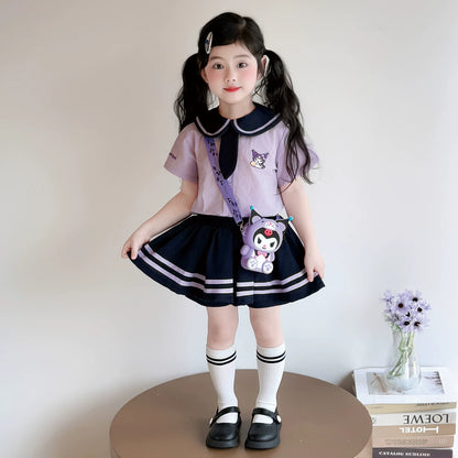 【大人気】クロミ学園風JK制服セットアップ女児半袖プリーツスカート