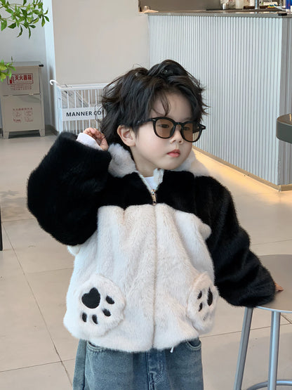 【パンダになっちゃおう】もこもこ裏起毛の厚手ベビー・キッズアウター