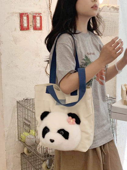 Panda Canvas Tote | Large Capacity Cute Commuter/School Bag